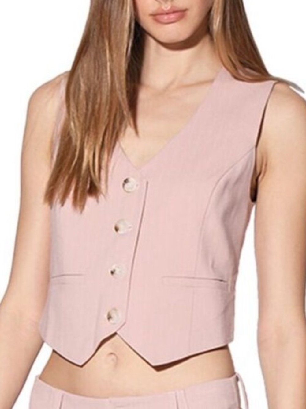 Walter Baker cagney stripe pink blush pinstripe button down Luanna vest XS